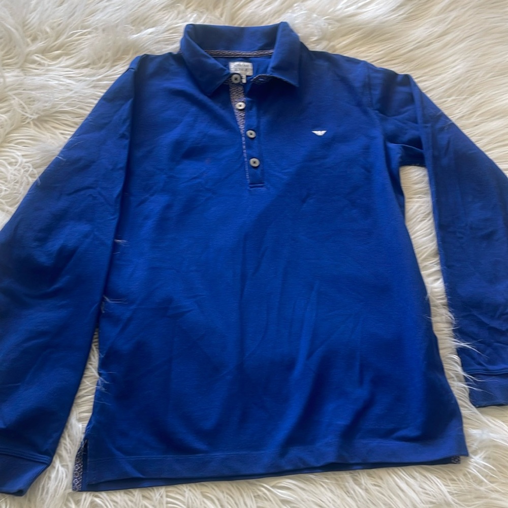 Armani Junior Blue Polo Long Sleeve